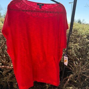 CHAPS Womens Plus Size 3X Short Sleeve Size 3X NWT Afternoon Red